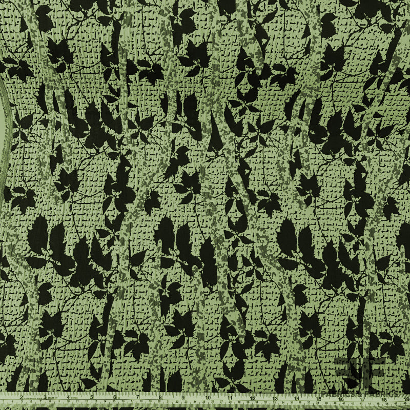 Abstract Textured Brocade - Green/Black - Fabrics & Fabrics