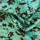 Abstract Leaf-Graphic Textured Brocade - Teal Green/Black