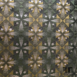 Metallic Geometric Brocade - Green/Brown/Black/Silver - Fabrics & Fabrics