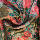 Floral Burst Metallic Brocade - Pink/Bronze - Fabrics & Fabrics