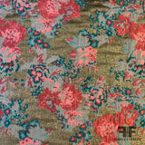 Floral Burst Metallic Brocade - Pink/Bronze - Fabrics & Fabrics