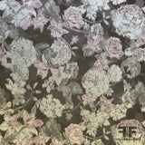 Metallic Floral Brocade - Mauve / Dark Grey / Slate Blue