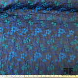Small Scale Floral Brocade - Blue/Teal - Fabrics & Fabrics