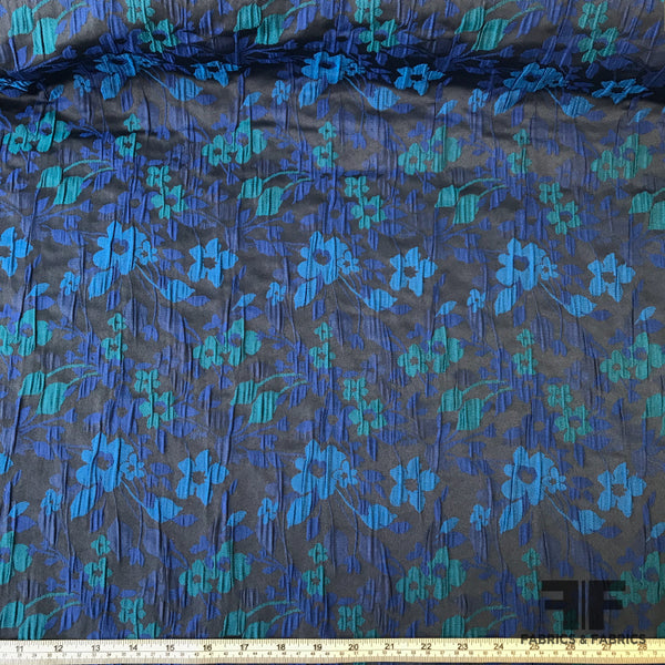 Small Scale Floral Brocade Fabric - Blue/Teal – Fabrics & Fabrics