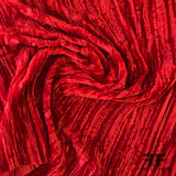 Solid Crinkled Micro Velvet - Red