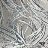 Abstract Metallic Panne Velvet Burnout - Silver/Grey/Blue