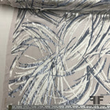 Abstract Metallic Panne Velvet Burnout - Silver/Grey/Blue - Fabrics & Fabrics