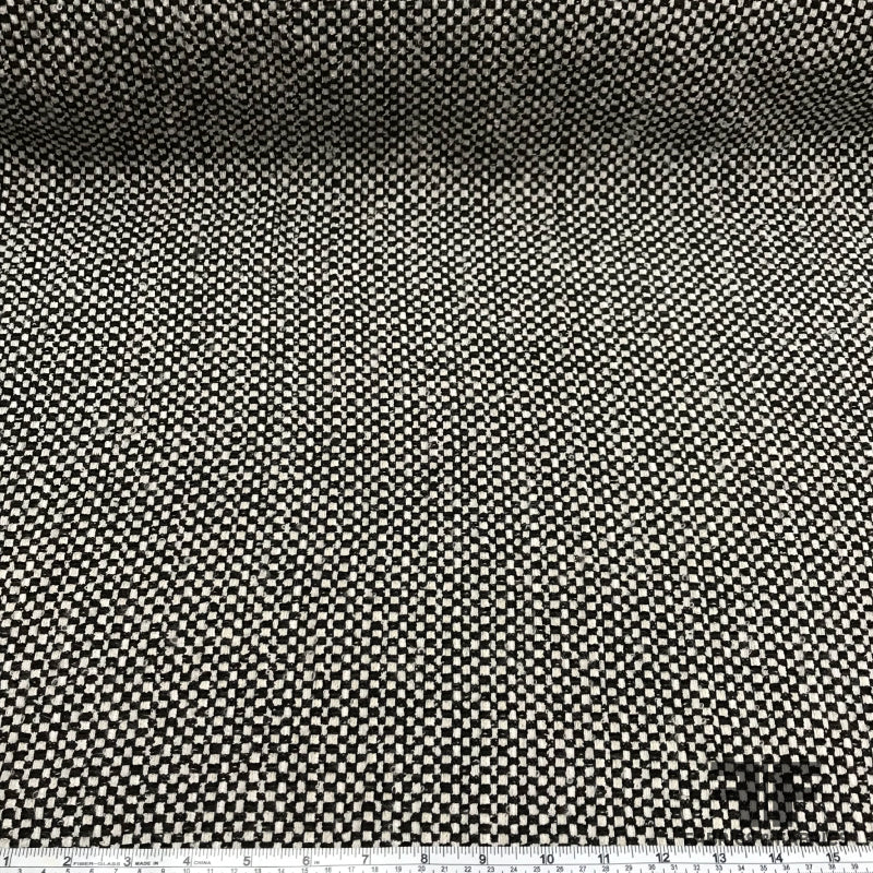 Italian Checkered Suiting - Black/Off-White - Fabrics & Fabrics