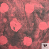 Abstract Watercolor Printed Silk Organza - Red/Black