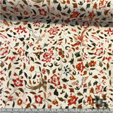 Birds in Paradise Printed Knit - Beige/Red/Orange - Fabrics & Fabrics
