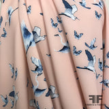 Birds in Flight Stretch Woven - Peach/Blue/White - Fabrics & Fabrics