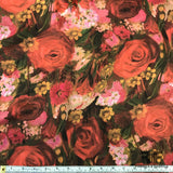 Italian Rose & Floral Printed Silk Georgette - Red - Fabrics & Fabrics