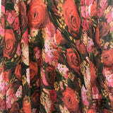Italian Rose & Floral Printed Silk Georgette - Red