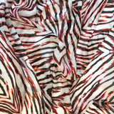 Abstract Zebra Print Silk Chiffon - White/Red/Orange/Black