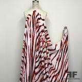 Abstract Zebra Print Silk Georgette - White/Red/Orange/Black - Fabrics & Fabrics