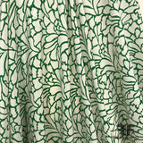 Abstract Silk Crepe de Chine - Green/Off-White - Fabrics & Fabrics