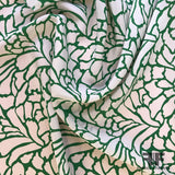 Abstract Silk Crepe de Chine - Green/Off-White - Fabrics & Fabrics