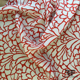 Abstract Silk Crepe de Chine - Red/Off-White