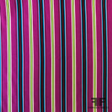 Multi Vertical Striped Printed Silk Crepe de Chine - Purple - Fabrics & Fabrics