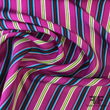 Ralph Lauren Multi Vertical Striped Printed Silk Crepe de Chine - Purple