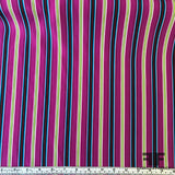 Multi Vertical Striped Printed Silk Crepe de Chine - Purple - Fabrics & Fabrics