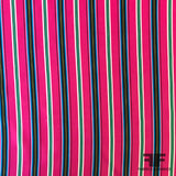Multi Vertical Striped Printed Silk Crepe de Chine - Pink - Fabrics & Fabrics