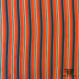 Multi Vertical Striped Printed Silk Crepe de Chine - Orange - Fabrics & Fabrics