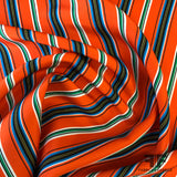 Ralph Lauren Multi Vertical Striped Printed Silk Crepe de Chine - Orange