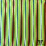 Multi Vertical Striped Printed Silk Crepe de Chine - Green - Fabrics & Fabrics