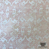 Abstract Floral Silk Chiffon - Peach/Off-White - Fabrics & Fabrics