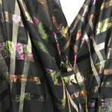 Italian Metallic Plaid Floral Silk Organza - Black/Multicolor - Fabrics & Fabrics