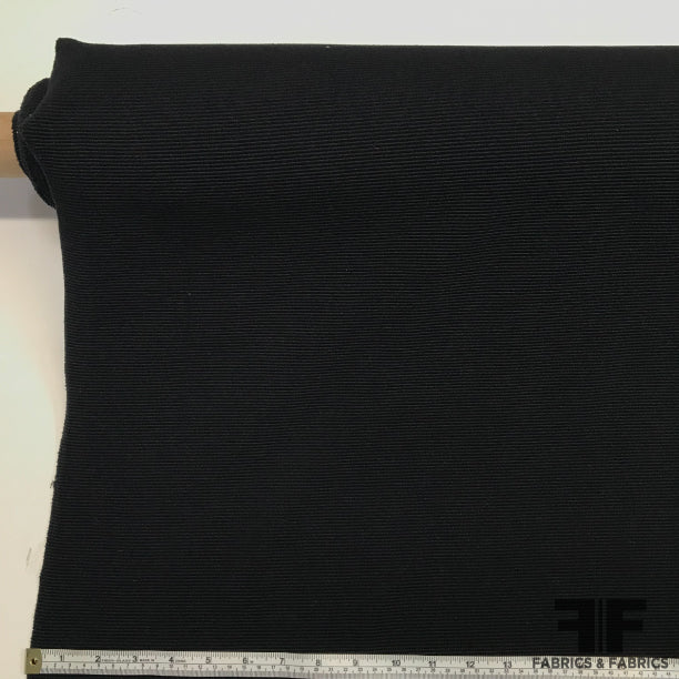 Solid Polyester Spandex Ribbed Knit - Black