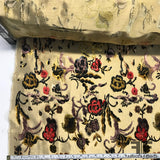 French Floral Panne Cut Velvet on Lame  - Gold/Multicolor - Fabrics & Fabrics