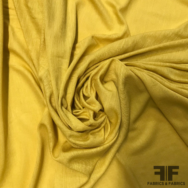 Italian Washed Rayon Jersey - Mustard Yellow - Fabrics & Fabrics