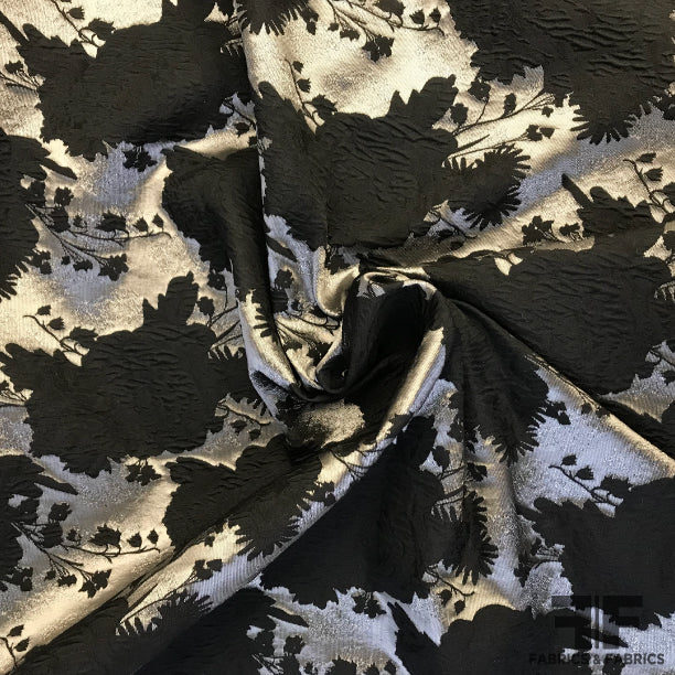 Floral Brocade - Black/Silver - Fabrics & Fabrics