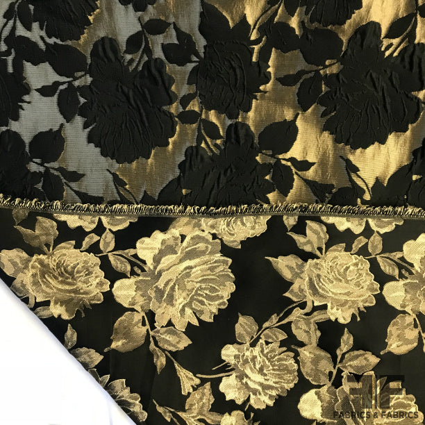 Floral Brocade - Black/Gold - Fabrics & Fabrics