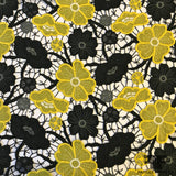 Floral Guipure Lace - Yellow/Black - Fabrics & Fabrics