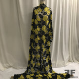 Floral Guipure Lace - Yellow/Black - Fabrics & Fabrics