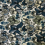 Butterfly Guipure Lace - Black/Blue/White - Fabrics & Fabrics