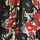 Floral Guipure Lace - Red/Black - Fabrics & Fabrics
