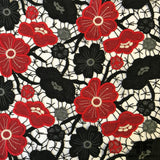 Floral Guipure Lace - Red/Black