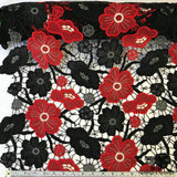 Floral Guipure Lace - Red/Black - Fabrics & Fabrics