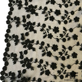 Border Pattern Floral Embroidered Tulle - Black - Fabrics & Fabrics