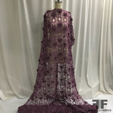 3D Floral Guipure Lace - Plum - Fabrics & Fabrics