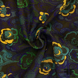 French Floral Brocade - Blue/Black/Multicolor - Fabrics & Fabrics