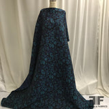 French Floral Tapestry Weave Brocade - Black/Blue/Turquoise - Fabrics & Fabrics