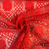 Floral Crochet Lace - Red - Fabrics & Fabrics