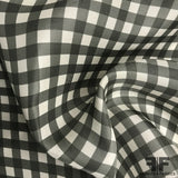 Gingham Silk Gazar - Slate Grey/Ivory - Fabrics & Fabrics