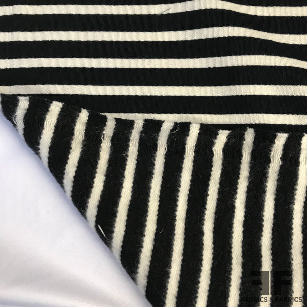 Striped Heavy Cotton Jersey with Fleece Back- Black/White – Fabrics ...