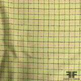 Italian Plaid Wool Tweed - Green/Maroon/Pink